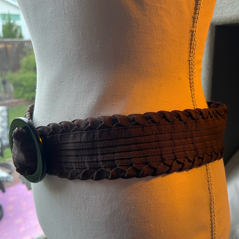 Brown Textured Vintage brown crinkle belt. 32 inches 2 inch wide - Picture 2 of 7
